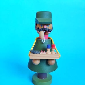 Figura de billar vintage de Erzgebirge, miniatura, adorno navideño en miniatura de madera, decoración alemana