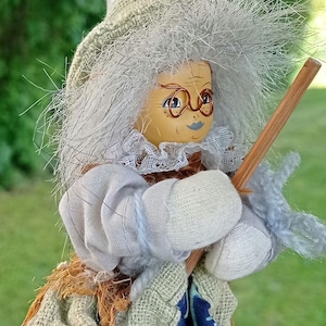 German vintage Good luck Kitchen Witch doll Fairy Witch Figurine flying witch with broom
