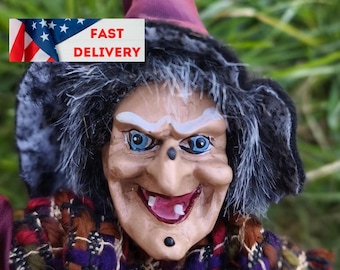 Witch Doll Vintage German  : Retro Kitchen Amulet, Good Luck Charm (18cm)