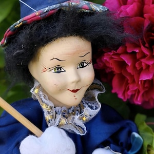 ВVintage German good luck doll, kitchen witch for hanging, fairy tale witch figurine