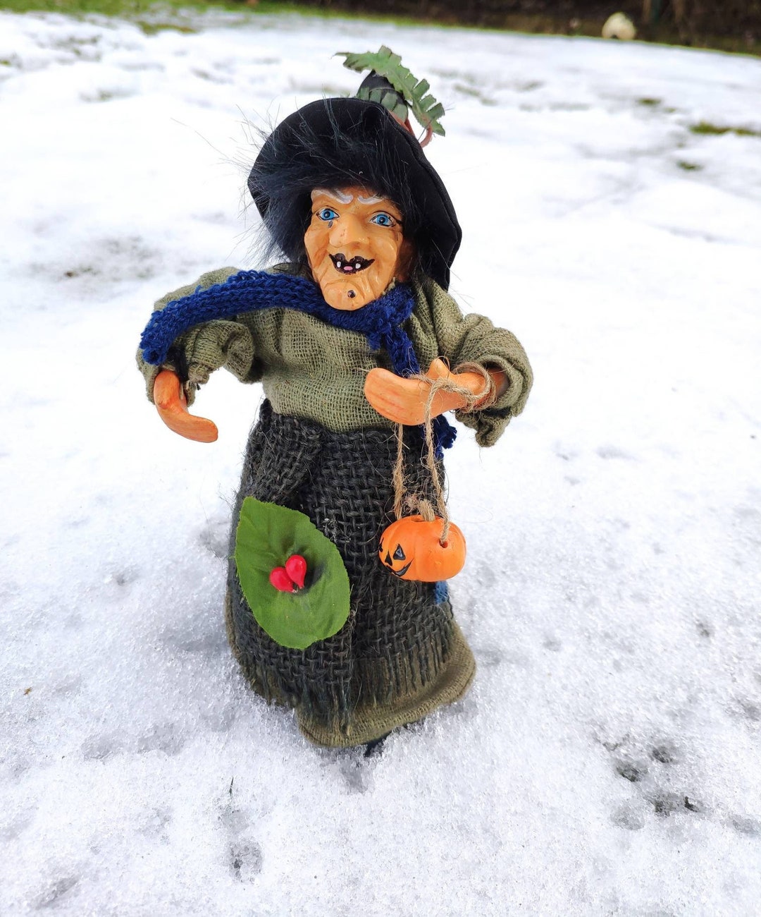 German Vintage Kitchen Witch Doll Fairy Witch Figurine Rag Doll