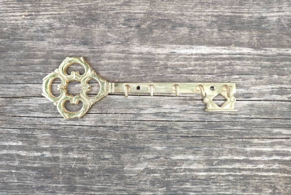 German Vintage Brass Key Hooks Brass Decor Wall Key Holder Etsy