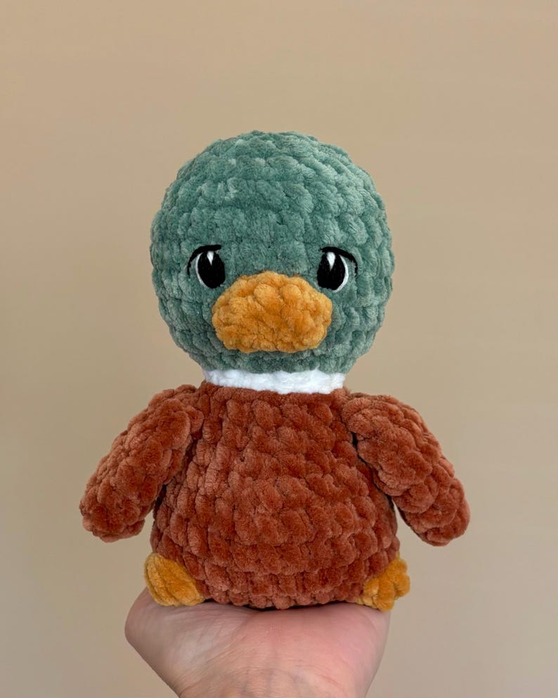 Crochet duck plushies in yellow, Mallard, black and white, crochet stuffed animals, safe eye option zdjęcie 10