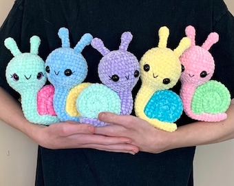 Crochet Snail plush, crocheted stuffed animal, handmade snail, snail gift, snail decor, made to order