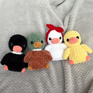 Crochet duck plushies in yellow, Mallard, black and white, crochet stuffed animals, safe eye option zdjęcie 3