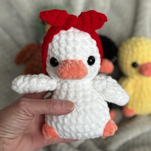 Crochet duck plushies in yellow, Mallard, black and white, crochet stuffed animals, safe eye option zdjęcie 17