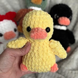 Crochet duck plushies in yellow, Mallard, black and white, crochet stuffed animals, safe eye option zdjęcie 19