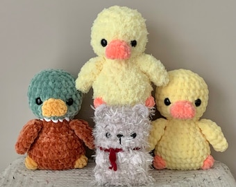 Crochet yellow duck plushies, Mallards, crochet stuffed animals, made to order