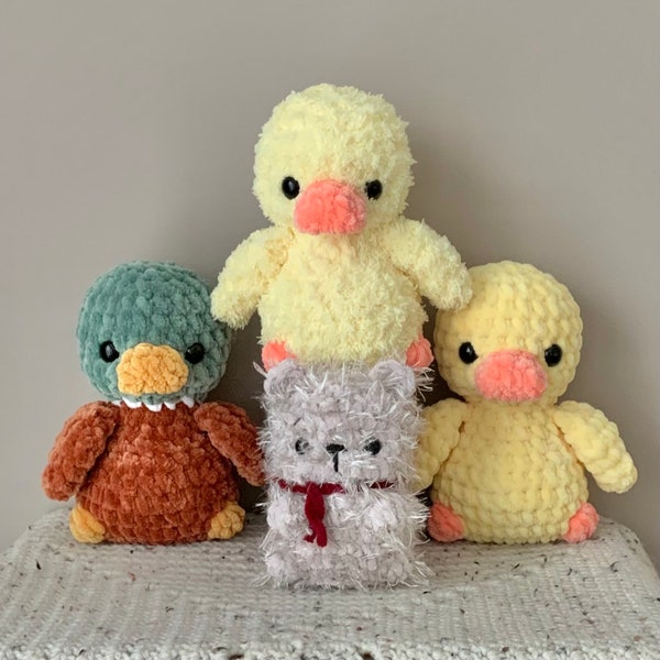 Crochet yellow duck plushies, Mallards, crochet stuffed animals, made to order