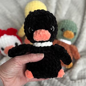 Crochet duck plushies in yellow, Mallard, black and white, crochet stuffed animals, safe eye option zdjęcie 8