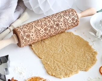 Scandinavian 4 - Birds and Trees Embossing Rolling Pin