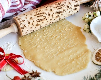 Gepersonaliseerde Merry Christmas Embossing Rolling Pin