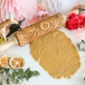 Stars and Swirls Embossing Rolling Pin