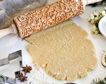 Christmas Swirl Pattern Embossing Rolling Pin