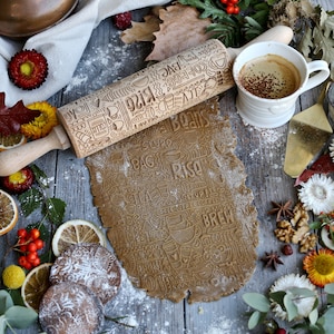 Coffee Break Two Embossing Rolling Pin - Ideal Gift for Coffee Lovers