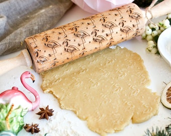 Christmas Flamingo Embossing Rolling Pin