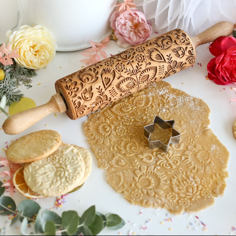 Folk Pattern Embossing Rolling Pin image 1