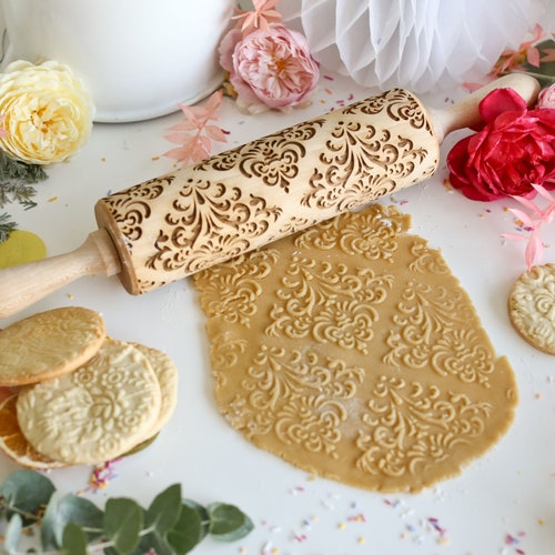 FLOWERS SWIRLS Embossing Rolling Pin Christmas Gift Laser - Etsy