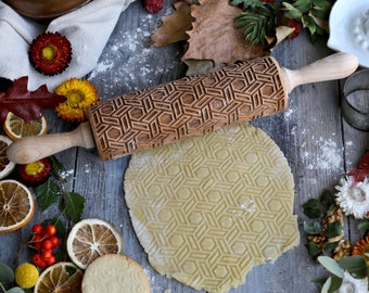 Geometric One Patterned Embossing Rolling Pin