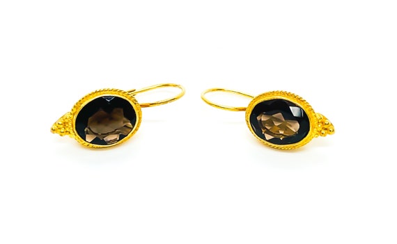 Romantic Victorian Rendezvous Smokey Topaz Drop Ea
