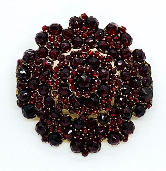 Antique Victorian Bohemian Garnet Floral Cluster 8