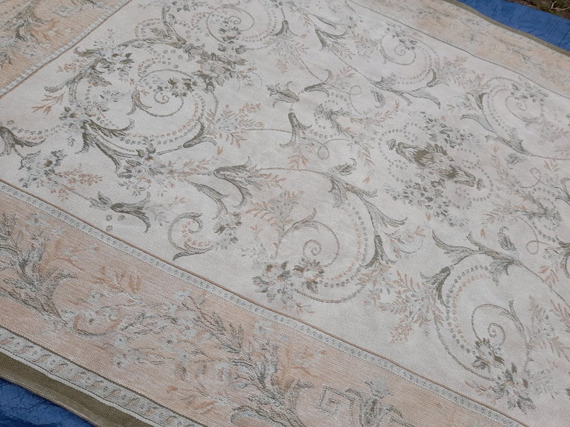Large Laura Ashley Malmaison Rug Greens Golds Cream Etsy