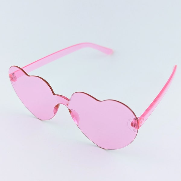 Heart Shaped Sunglasses Fun Party Glasses Heart Glasses Party Favor Trendy Candy Color Eyewear Rimless Sunglasses