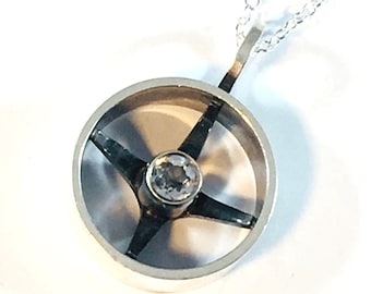 Elis Kauppi, Modernist Silver Pendant, Kupittaan Kulta, Finland 1964