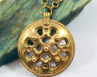 Kalevala Koru, Heavy Vintage Bronze Pendant ”-185” Finland