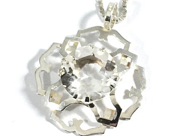 Kultaseppä Salovaara, Vintage Silver Pendant with Rock Crystal, Finland 1970s