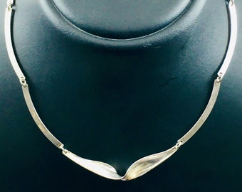 Matti Hyvärinen, Modernist Silver Collier Necklace,  Sirokoru, Finland