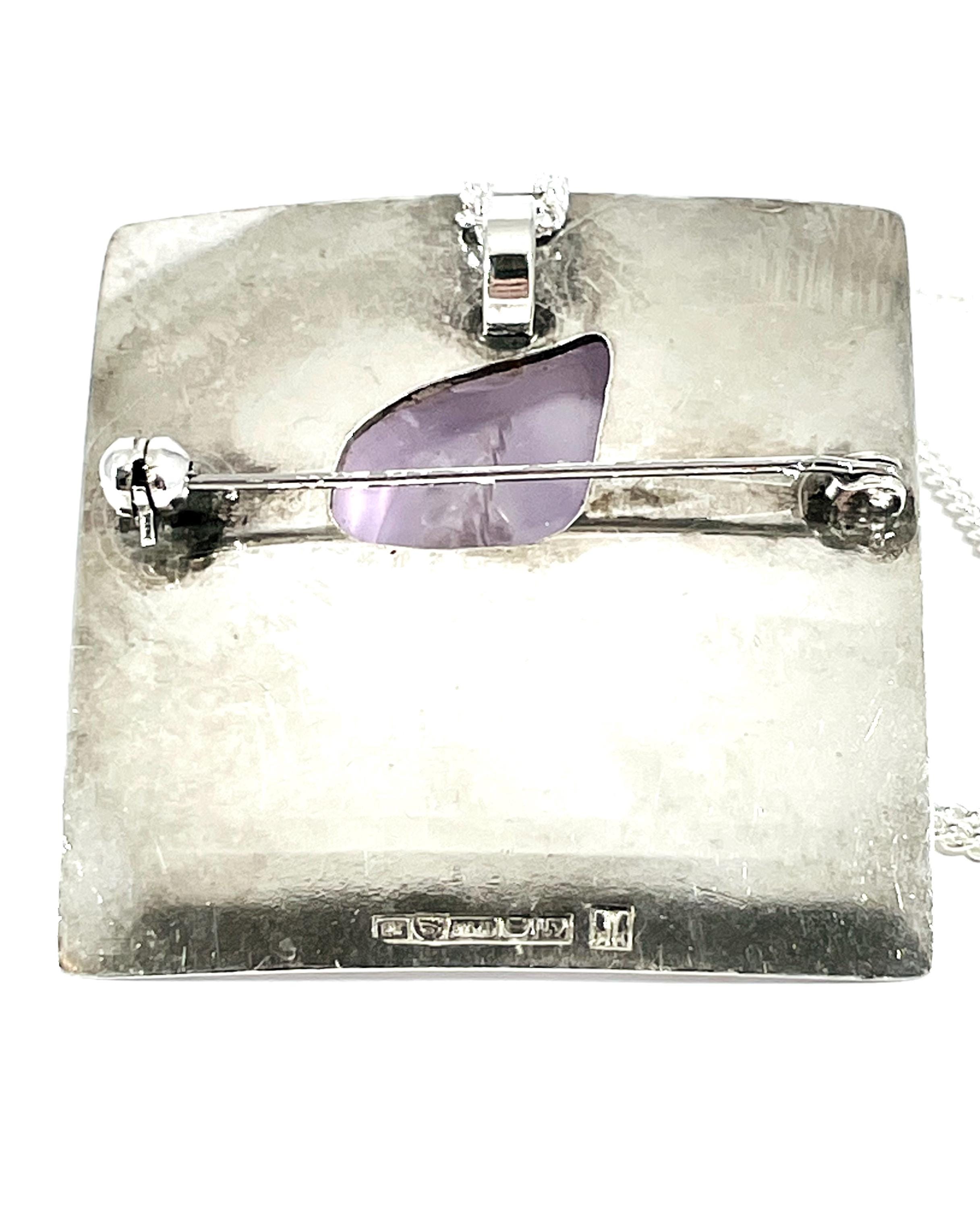 ヘイキ・カクソネン、アメジスト付きモダニストシルバーペンダント