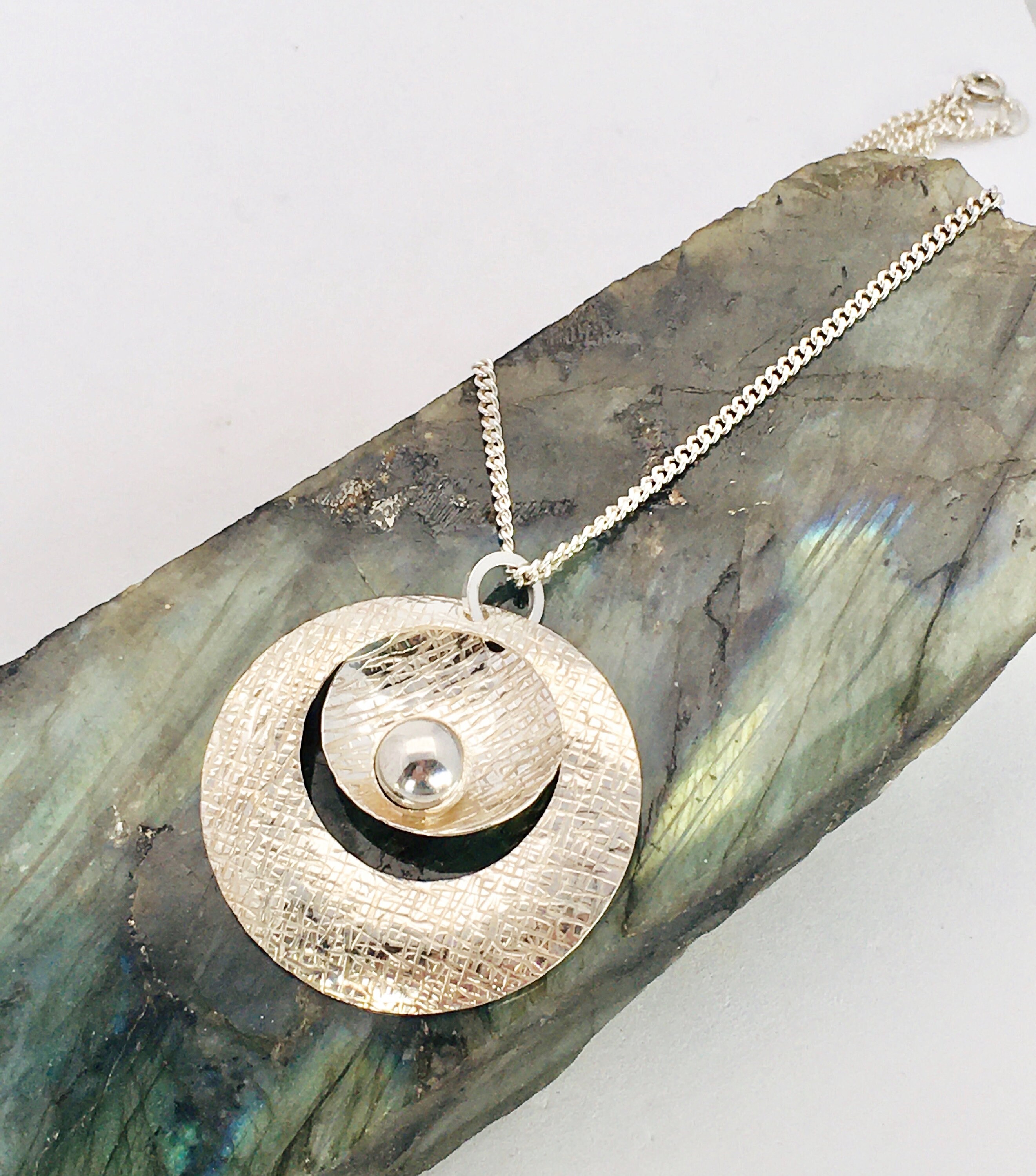 Elis Kauppi, Modernist Silver Pendant Necklace, Kupittaan