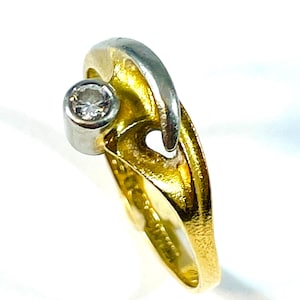 Björn Weckström / Lapponia, Vintage 18k Gold Ring with Diamond , Finland 1993