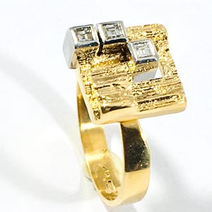 Björn Weckström / Lapponia, Vintage 18k Gold Ring “ Diamond City “ , Finland