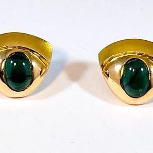 Lapponia / Poul Havgaard ,  Vintage Gold Earrings with Turmalin “Message”, Finland