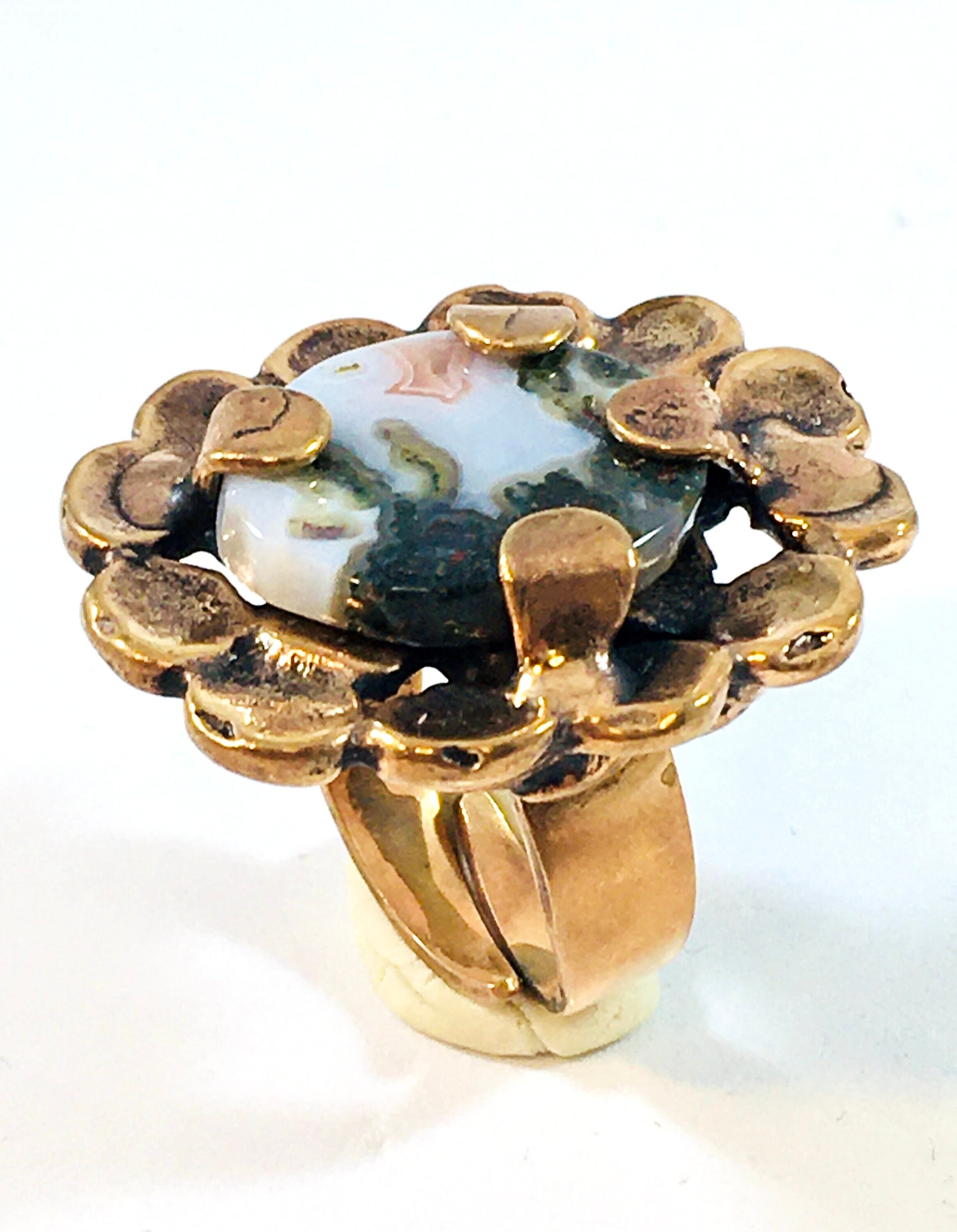 Pentti Sarpaneva, Vintage Bronze Ring with Agate Stone, Turun 