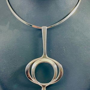 David Andersen, Modernist Silver Pendant with Choker , Norway