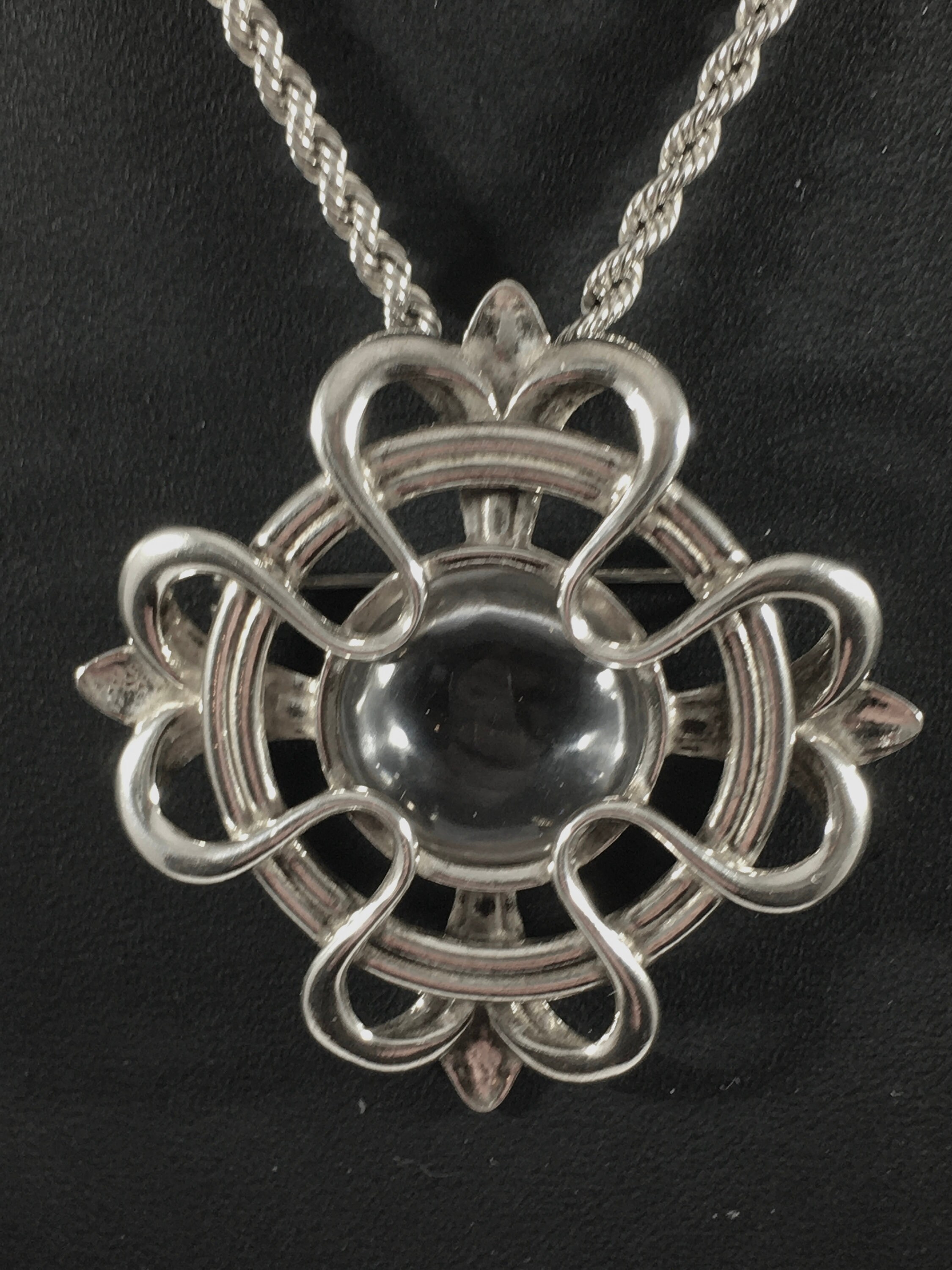 Kalevala Koru, Vintage Silver “lilja” Pendant With Rock