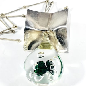 Björn Weckström / Lapponia “ Big Drop ” Sterling Silver & Acrylic Pendant Necklace , Finland 1972