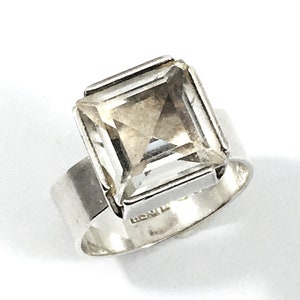 Hedbergs Guld,  Modernist Silver Ring - Rock Crystal, Sweden 1972