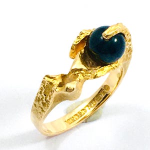 Björn Weckström / Lapponia , Vintage Gold Ring ” Salattu Akaatti ”, Finland 1979