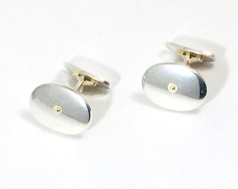 Boutons De Manchette Georg Jensen Argent Sterling - Pierre œil De Tigre, Vintage Milieu De Siècle, Design Moderne