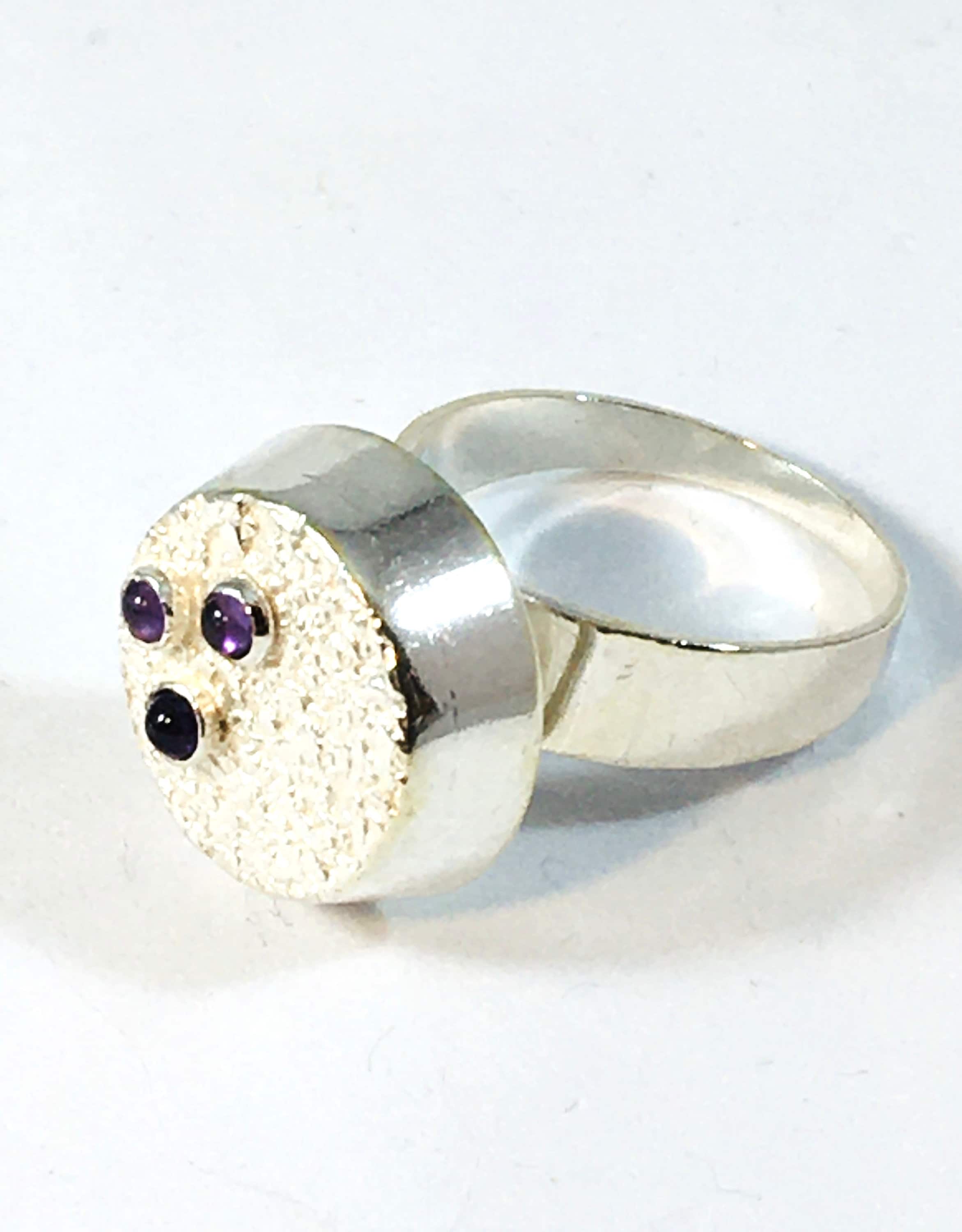 Bague Vintage En Argent Sterling 925 Suédoise - Taille I Avec Cristal