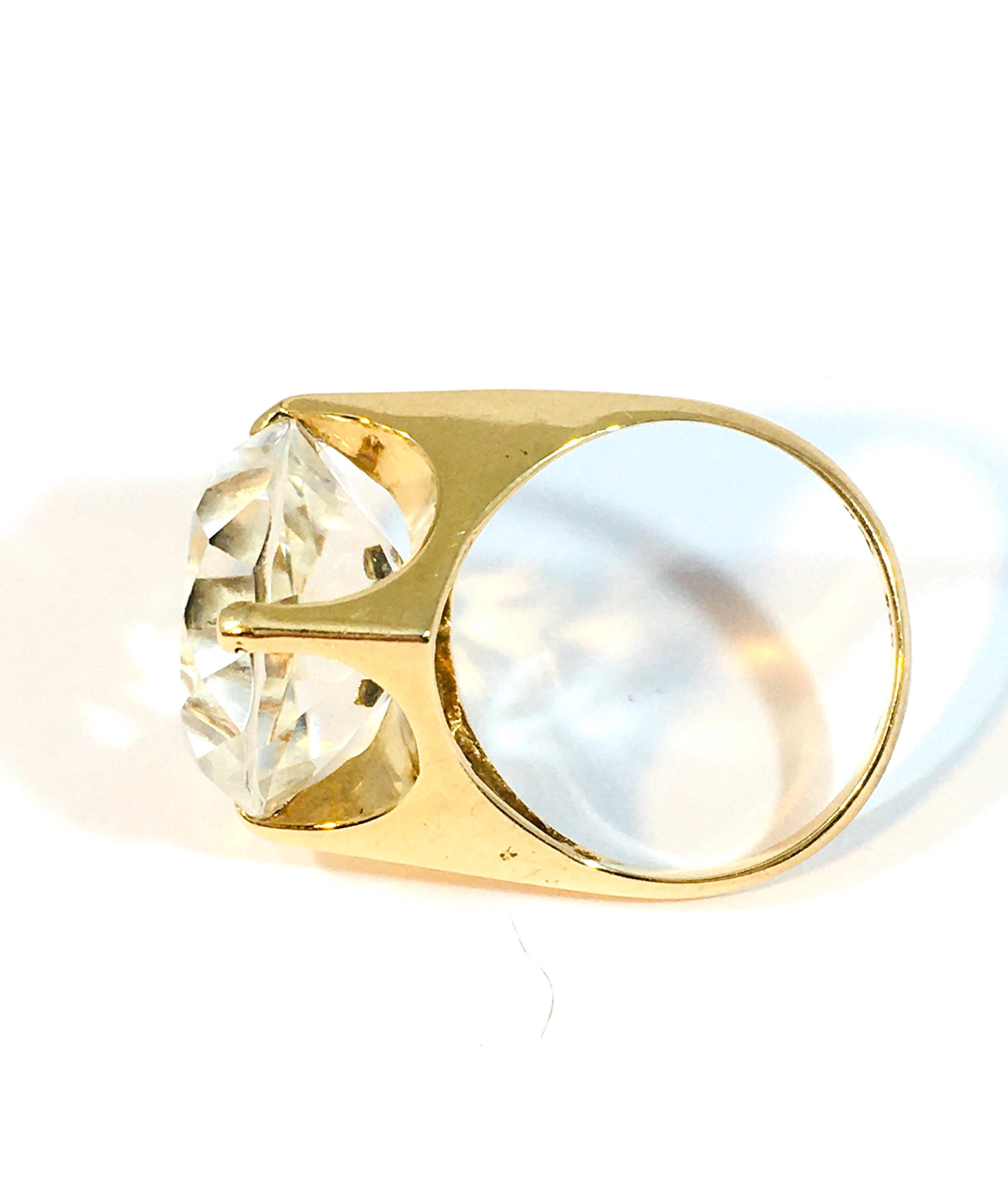 Vintage Gold Ring With Rock Crystal - Etsy