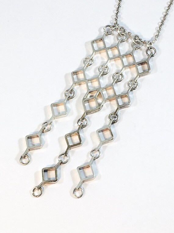 Jorma Laine, Modernist Silver Pendant “Ruutu”, Kultateollisuus Ky, Finland 1965