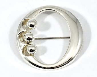 Erik Granit, Modernist Silver Brooch, Finland 1974