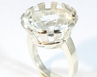 Stigbert, Heribert Engelbert, Modernist Silver Ring with Rock Crystal, Schweden 1965