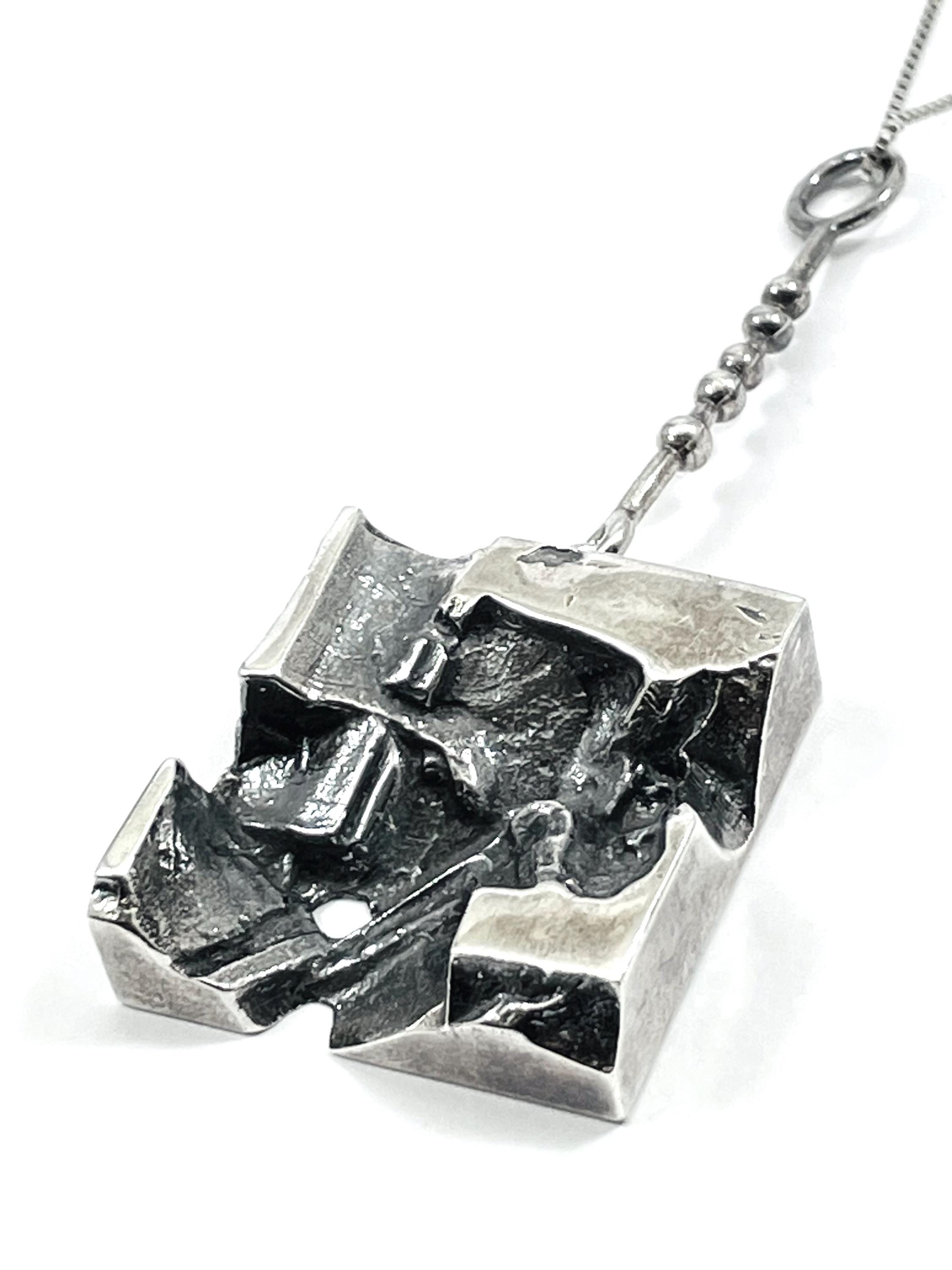 Jorma Laine, Large Modernist Sterling Silver Pendant, Finland 1974