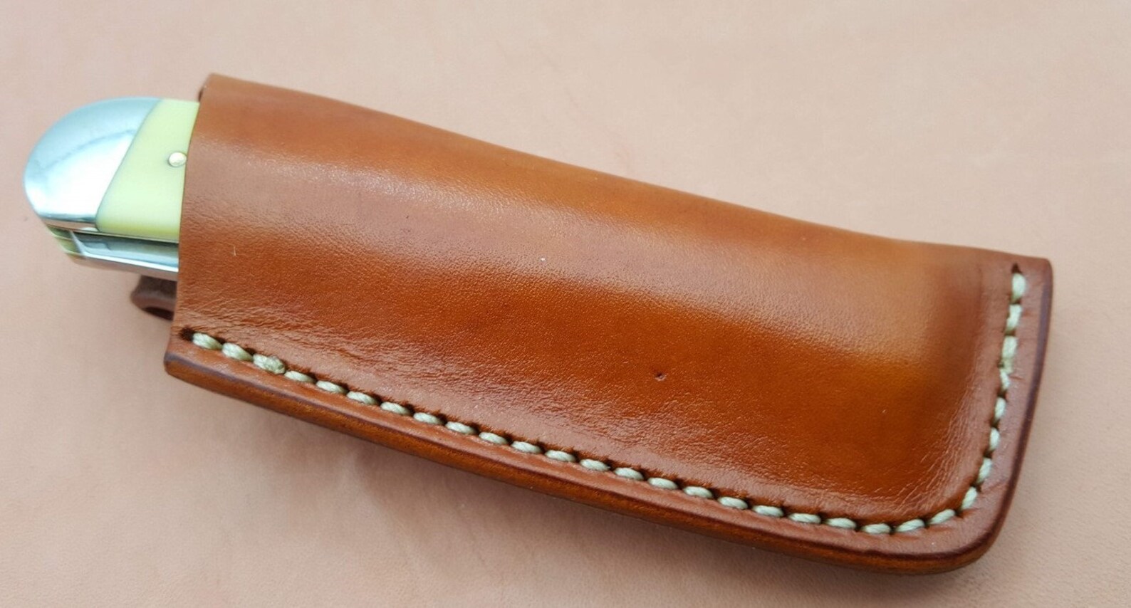 LKS Veg Tanned Leather Pocket Knife Sheath for Case Trapper Etsy